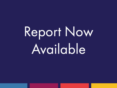 Graphic with a purple background and four NSCN colors along the bottom that reads Report Now Available in the middle.  