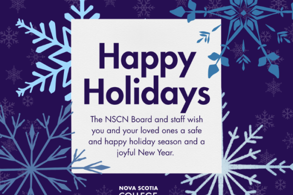 happy holidays from nscn text with snowflakes 