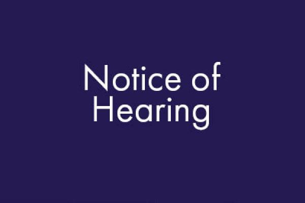 Notice of hearing text