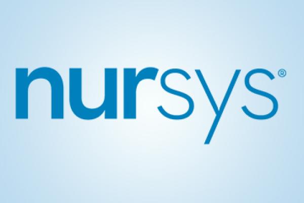 nursys logo text in blue
